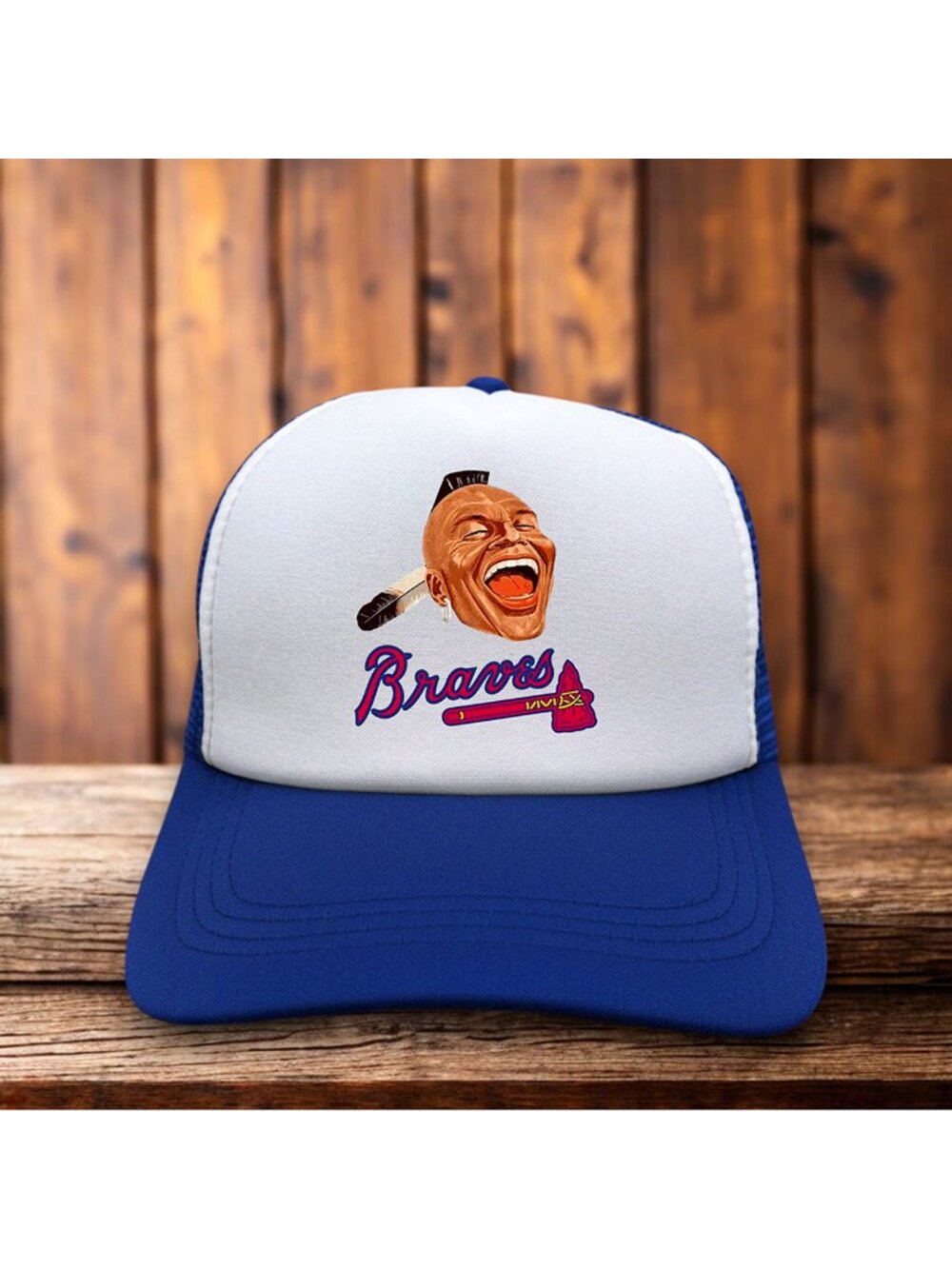Atlanta Braves Mens Trucker Hat Blue Snapback Retro Inspired 60s Logo Baseball